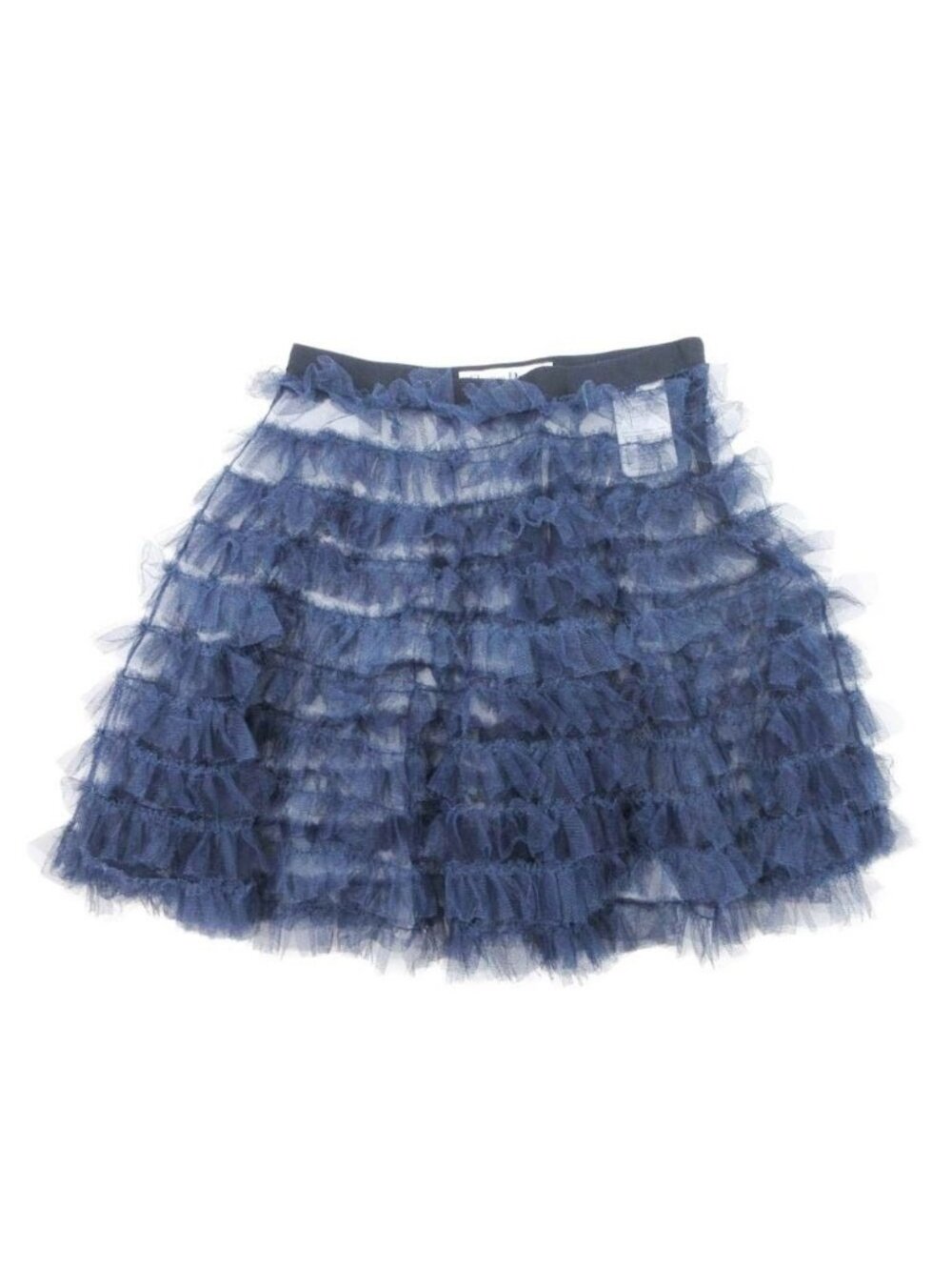 Dior Sample Tulle Lace Tiered Skirt Mini Length Power Net Navy 36